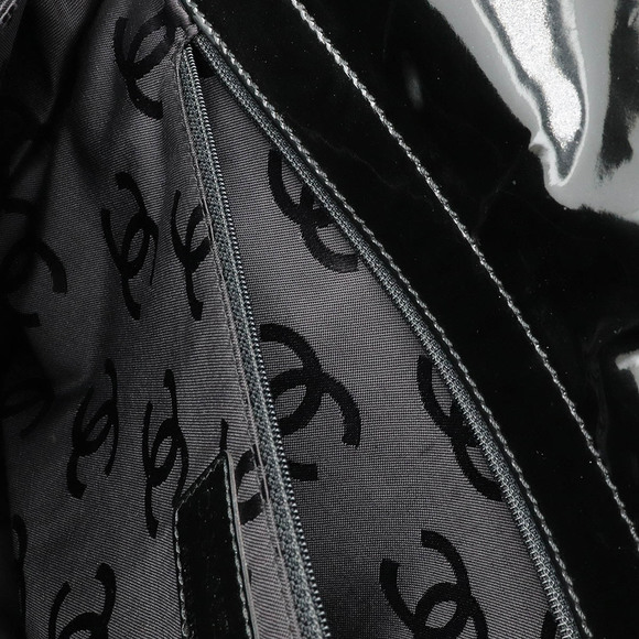 Chanel Chocolate Bar Chain Shoulder Bag Enamel Black - Picture 8 of 9